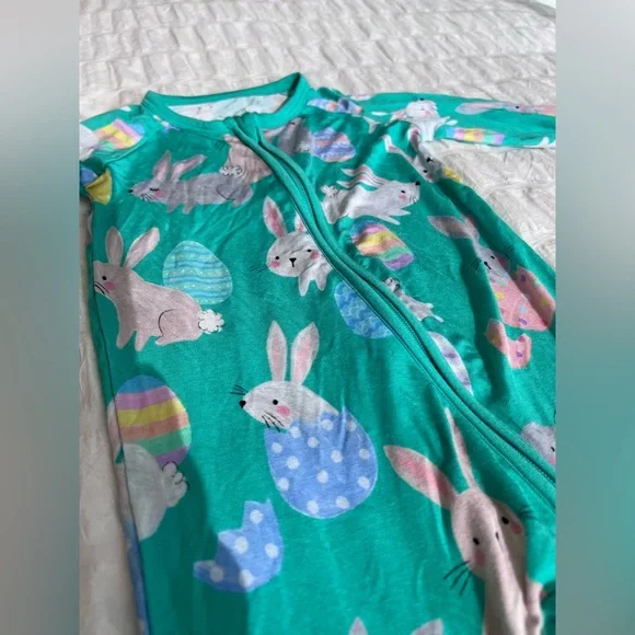 Little Sleepies Green Hoppy Days Zippy Pajamas Size 6-12M VGUC - Picture 7 of 7